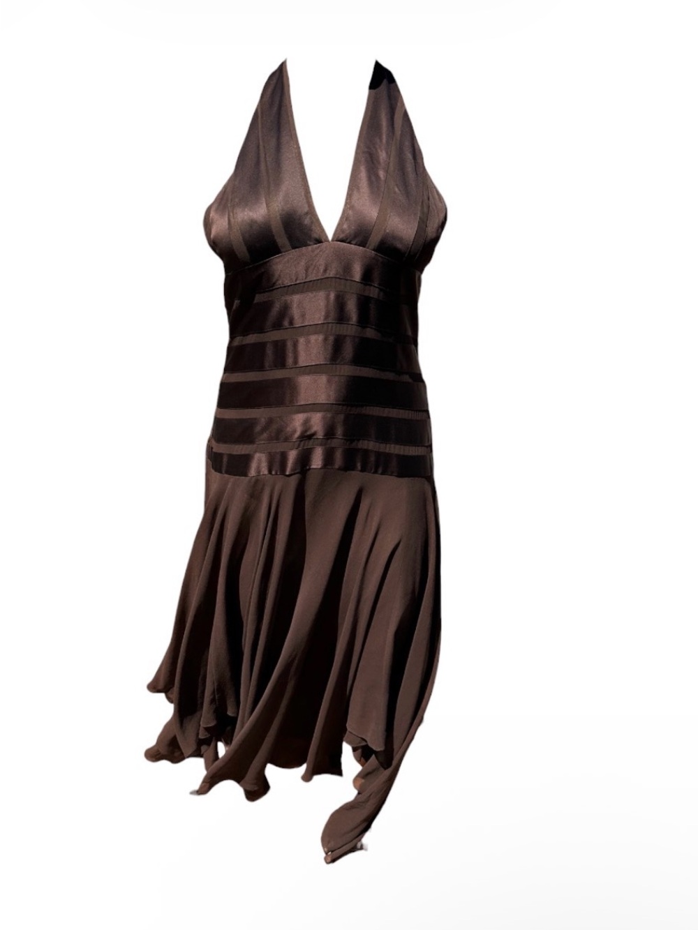 BCBGMaxAzria Brown Halter Midi Dress